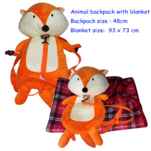Plush Fox Backpack toy with Air-Conditoinal Blanket